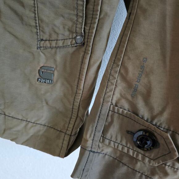 G Star Raw Men's Hooded Garber Short Trench Jacket Nylon Coat Size M Gray Olive - Picture 4 of 10